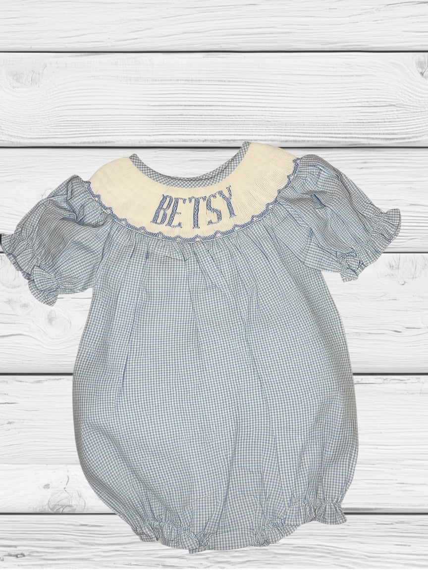 Betsy - 12M - Gingham Got the Blues - Custom Annie Bubble