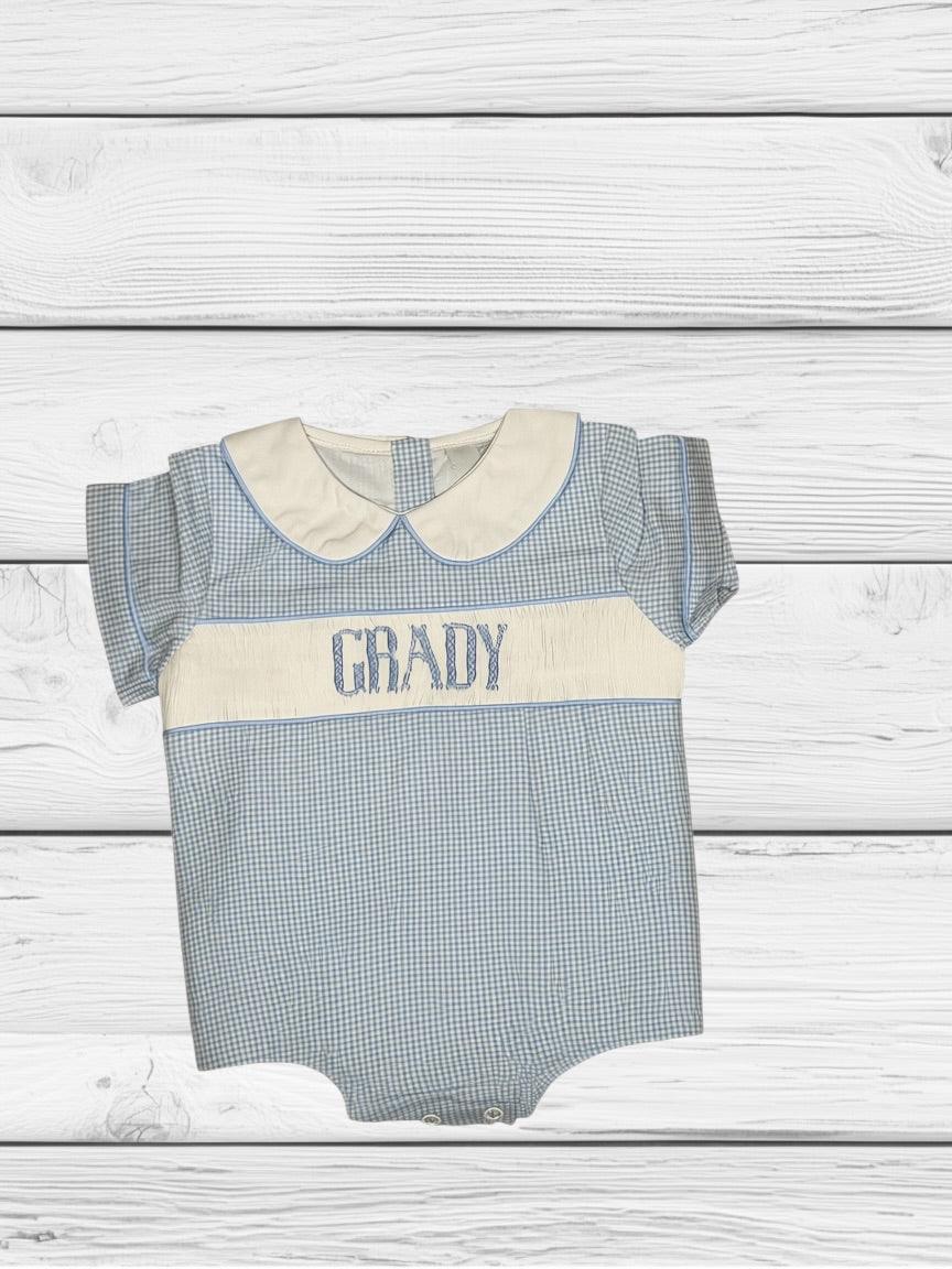 Grady - NB - Gingham Got the Blues - Custom Henry Bubble