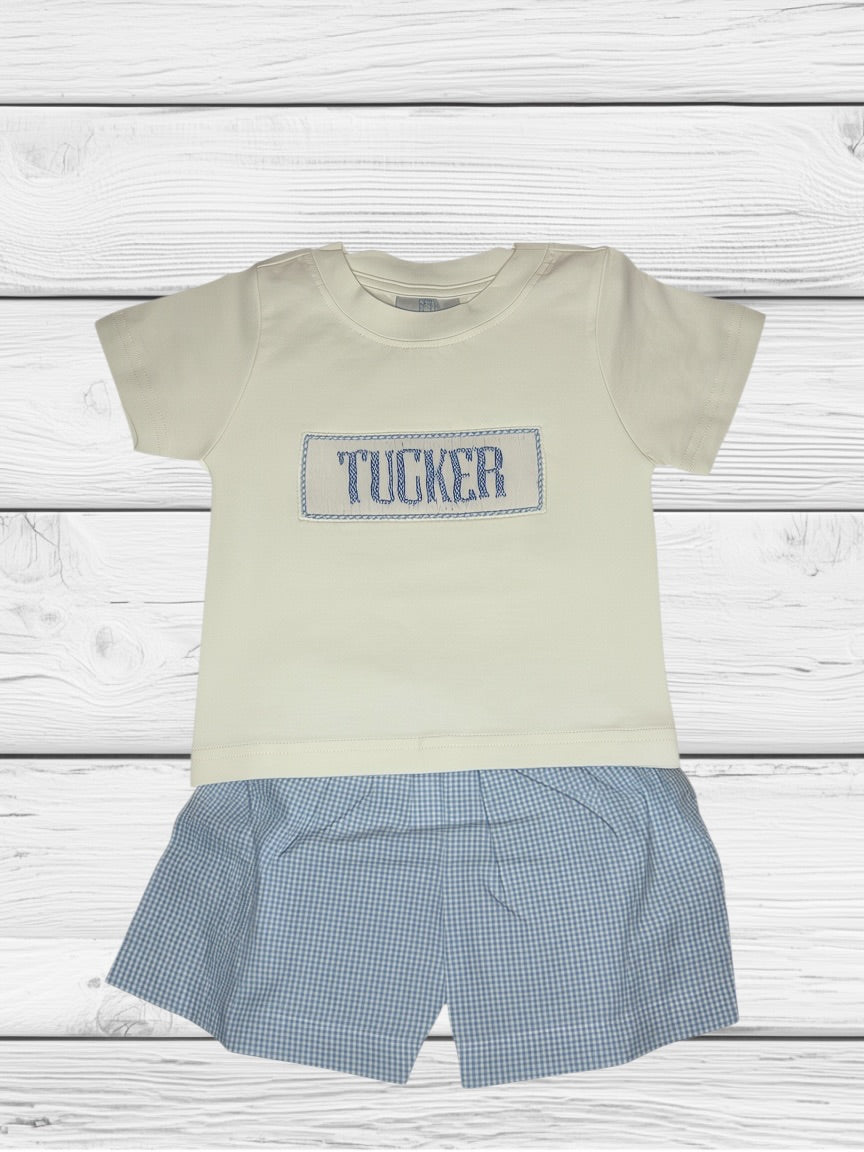 Tucker - 9M - Gingham Got the Blues - Custom Robert Shorts Set