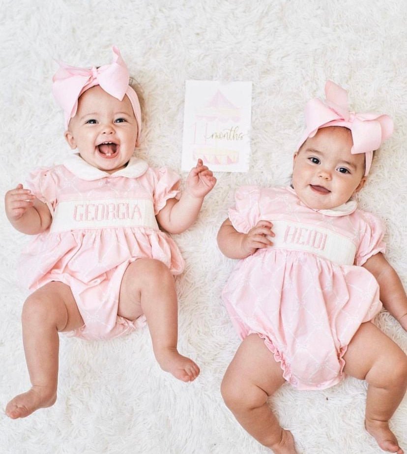 Knit Pink Bows - Custom Ellie Bubble - Ann + Reeves Kids