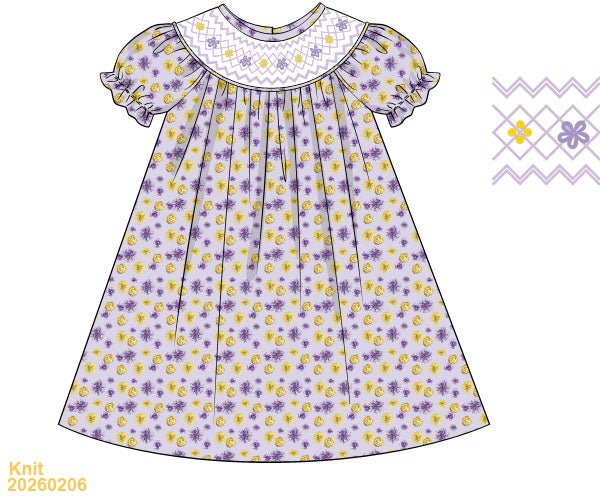 Pom Pom Party - Purple and Gold Edition - Emmie Dress - Ann + Reeves Kids