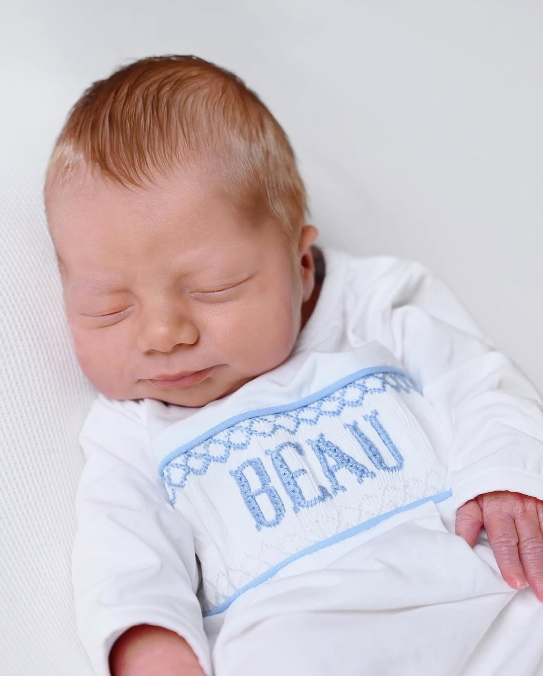 Blue Baby Snuggles - Custom Smocked Pima Gown and Hat