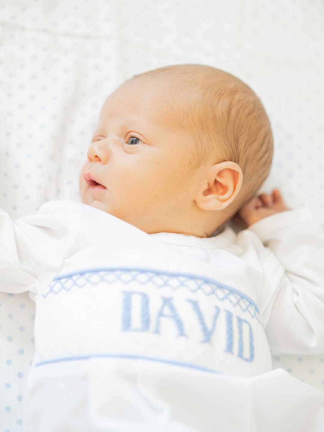 Blue Baby Snuggles - Custom Smocked Pima Gown and Hat