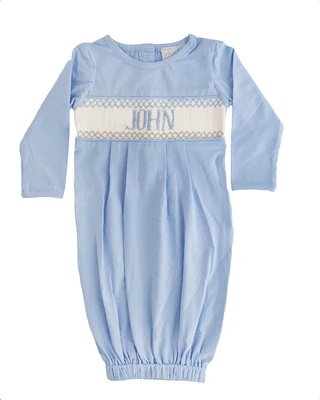 Solid Blue Baby Snuggles Custom Nightgown and Cap - Ann + Reeves Kids