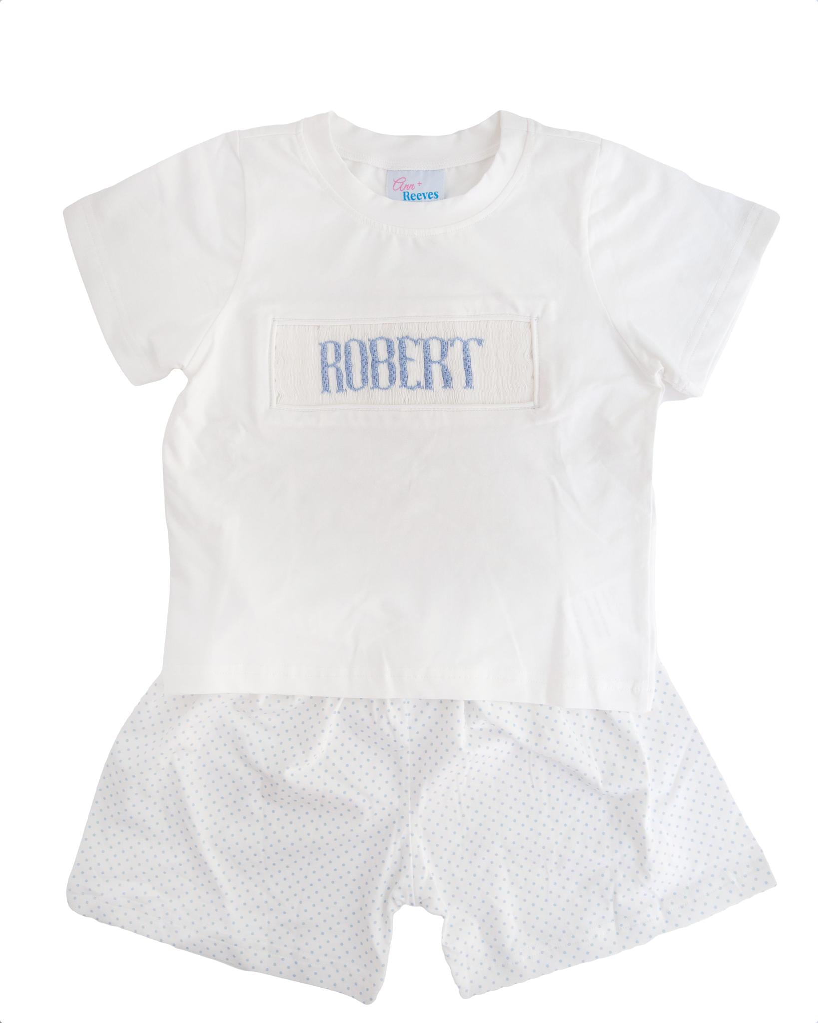 Knit Blue Dot - Custom Robert Shorts Set