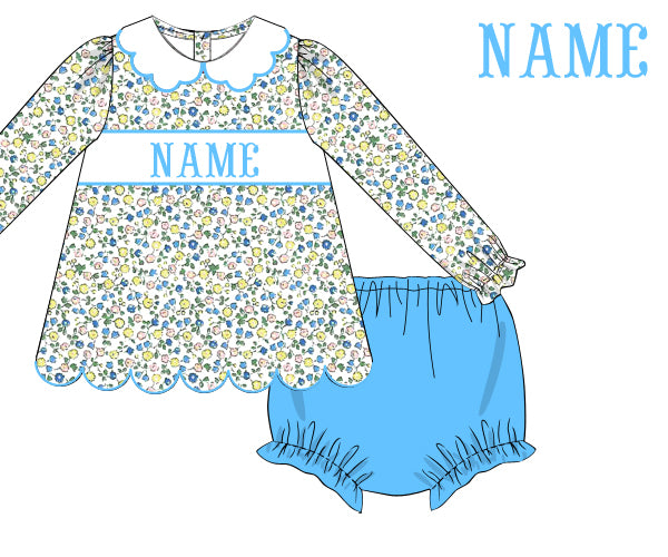 Fancy Floral - Custom Emmaline Long Sleeve Bloomer Set