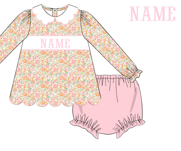 Floral Fun - Custom Emmaline Long Sleeve Bloomer Set
