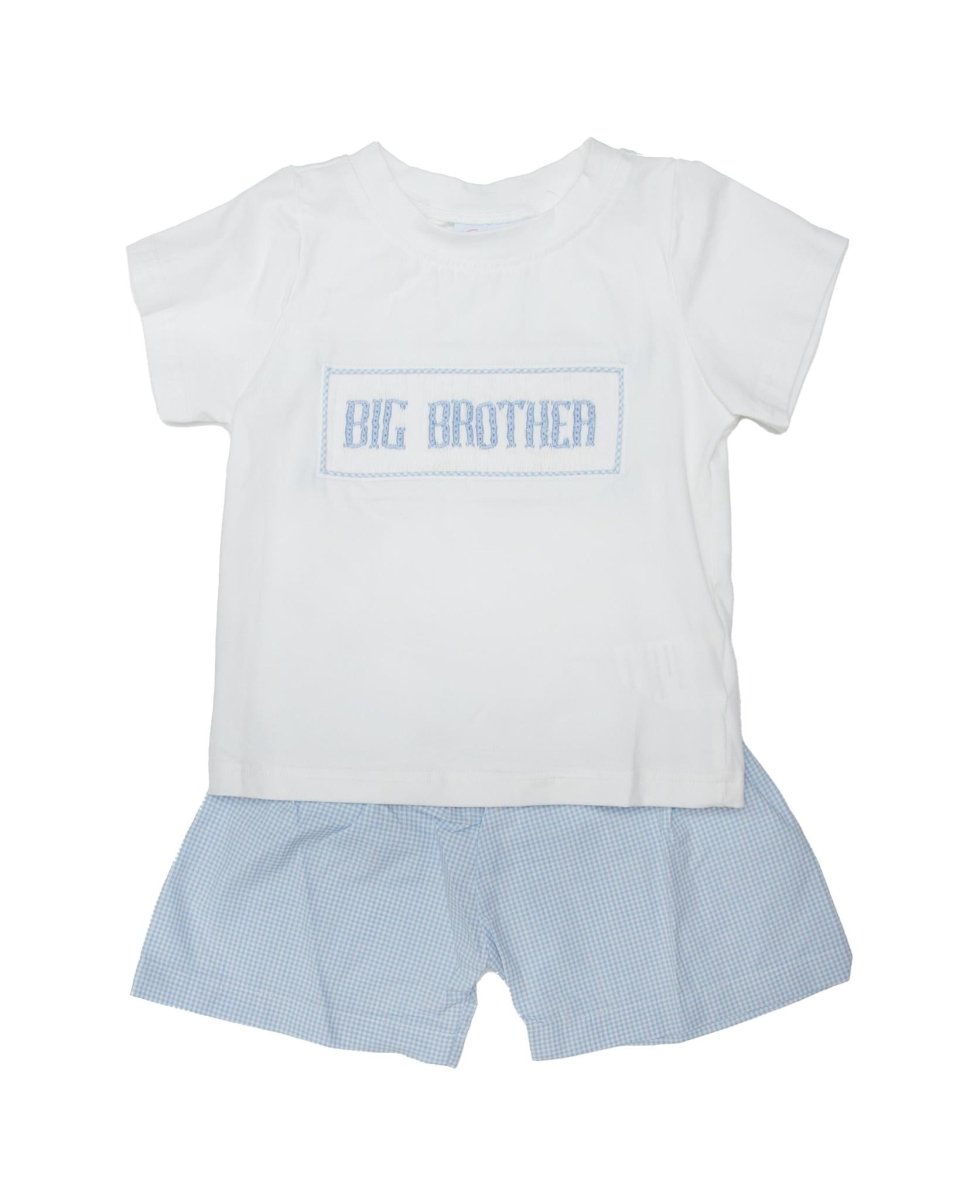 Big Brother - Blue Gingham Robert Shorts Set - Ann + Reeves Kids