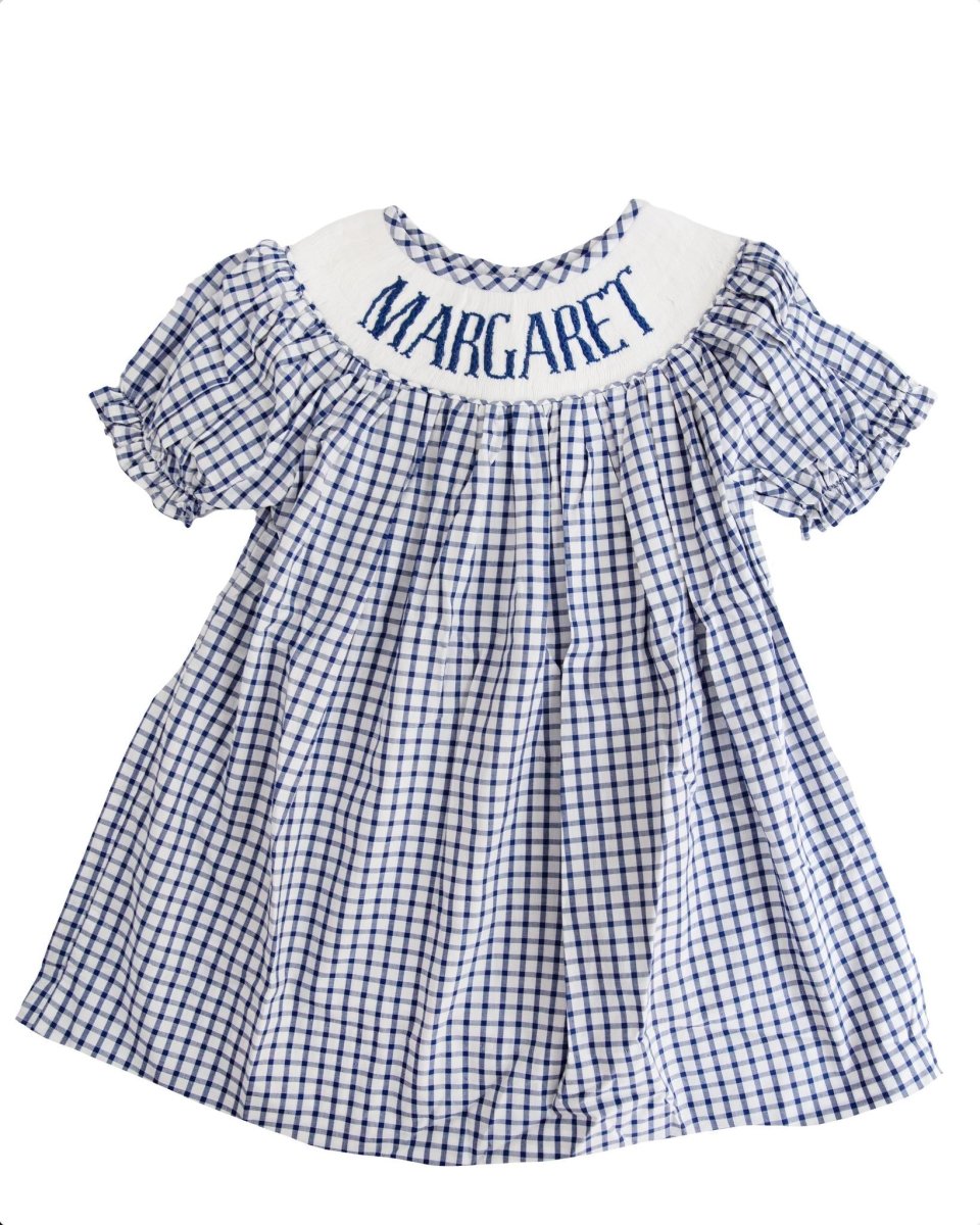 princess polly baby blue dress Smocked Custom Dress – Girls – Navy Gingham 6M