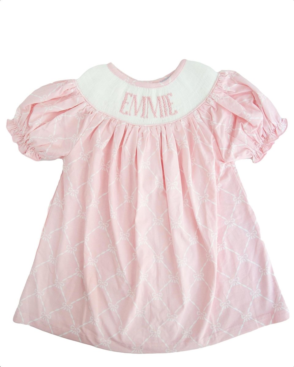 Knit Pink Bows - Custom Emmie Dress - Ann + Reeves Kids