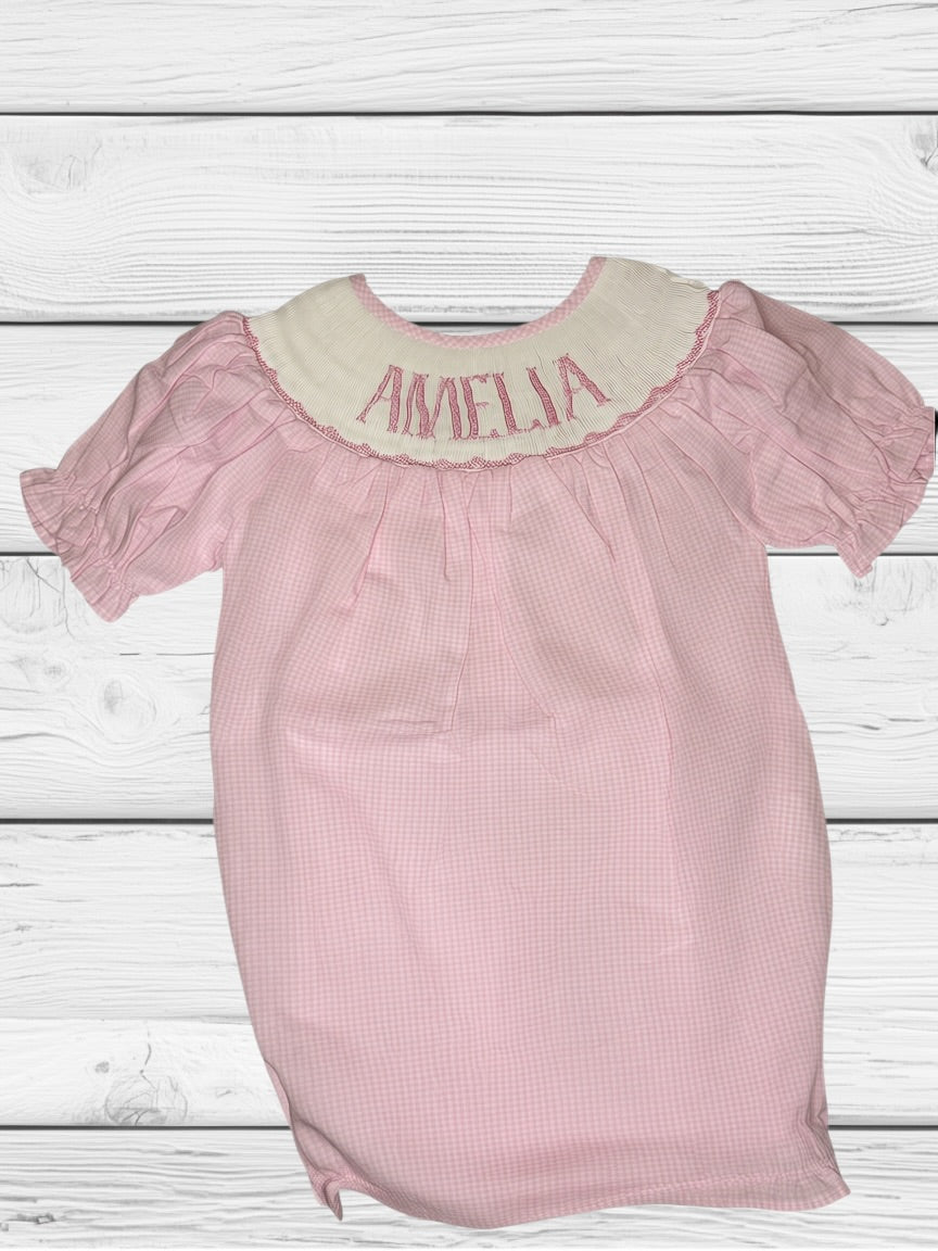 Amelia - 3T - Pinking Gingham - Custom Annie Bubble