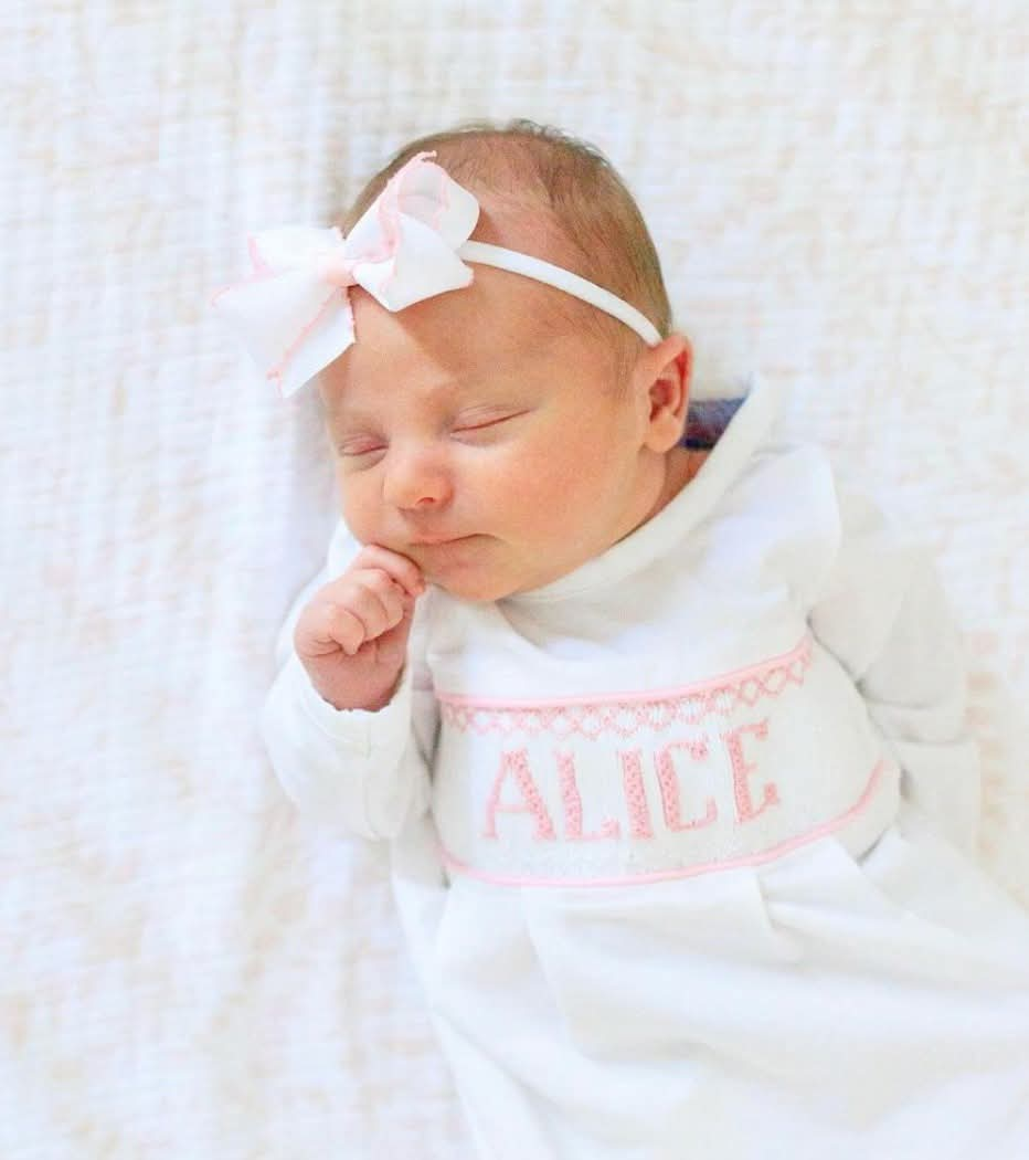 Pink Baby Snuggles - Custom Smocked Pima Gown and Hat