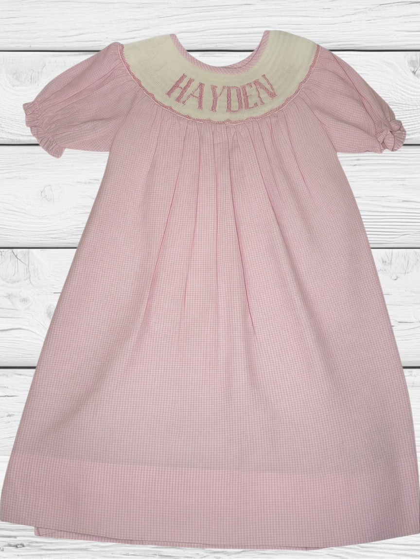 Hayden - 6T - Pinking Gingham - Custom Emmie Dress