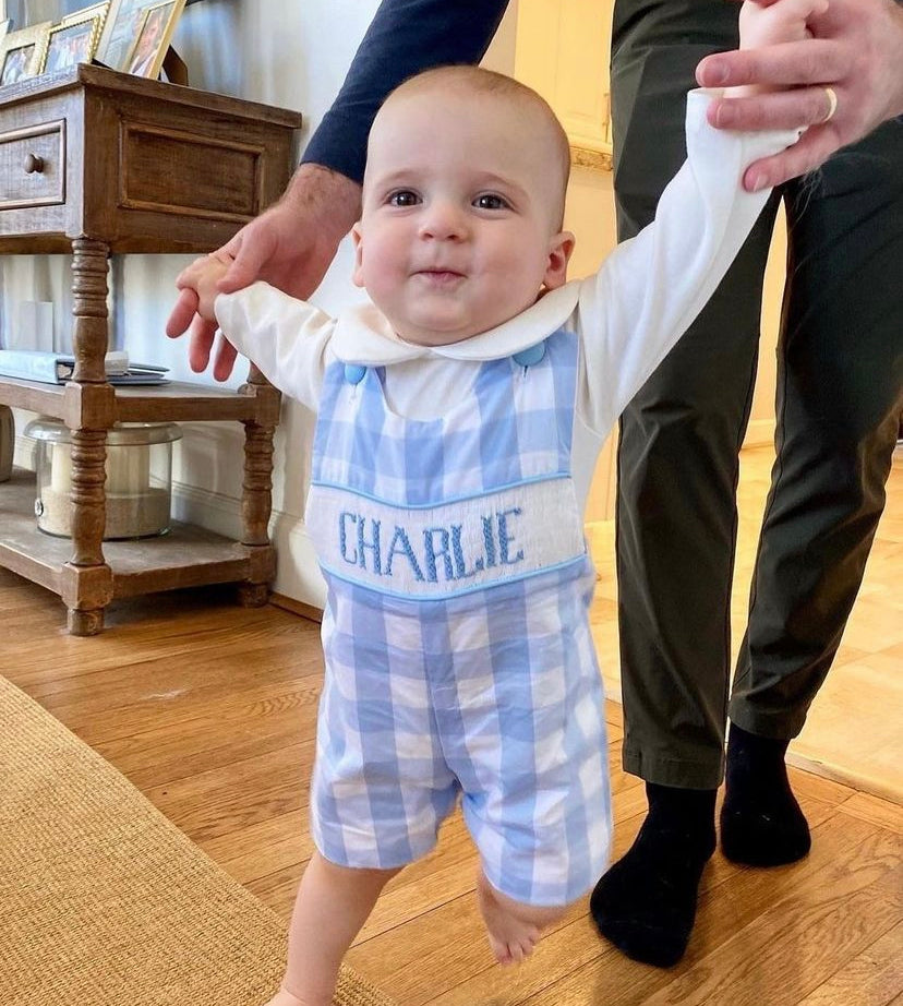 Personalized Baby Boy authentic Clothes, toddler boy romper, baby boy outfit, baby jon jon, baby boy summer clothes anchor, light blue seersucker