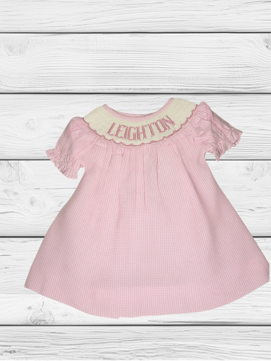 Leighton - NB - Pinking Gingham - Custom Emmie Dress