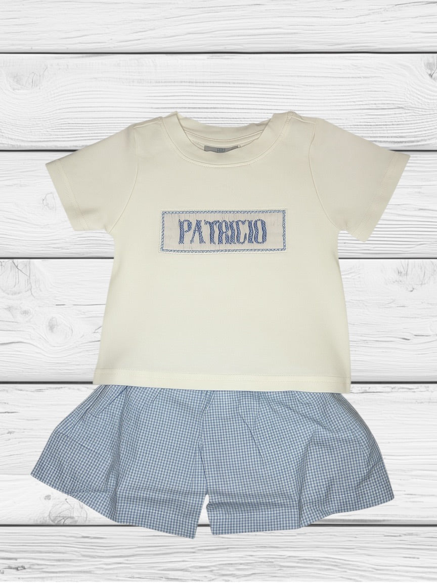 Patricio - 12M - Gingham Got the Blues - Custom Robert Shorts Set