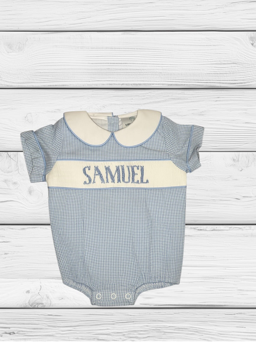 Samuel - NB - Gingham Got the Blues - Custom Henry Bubble