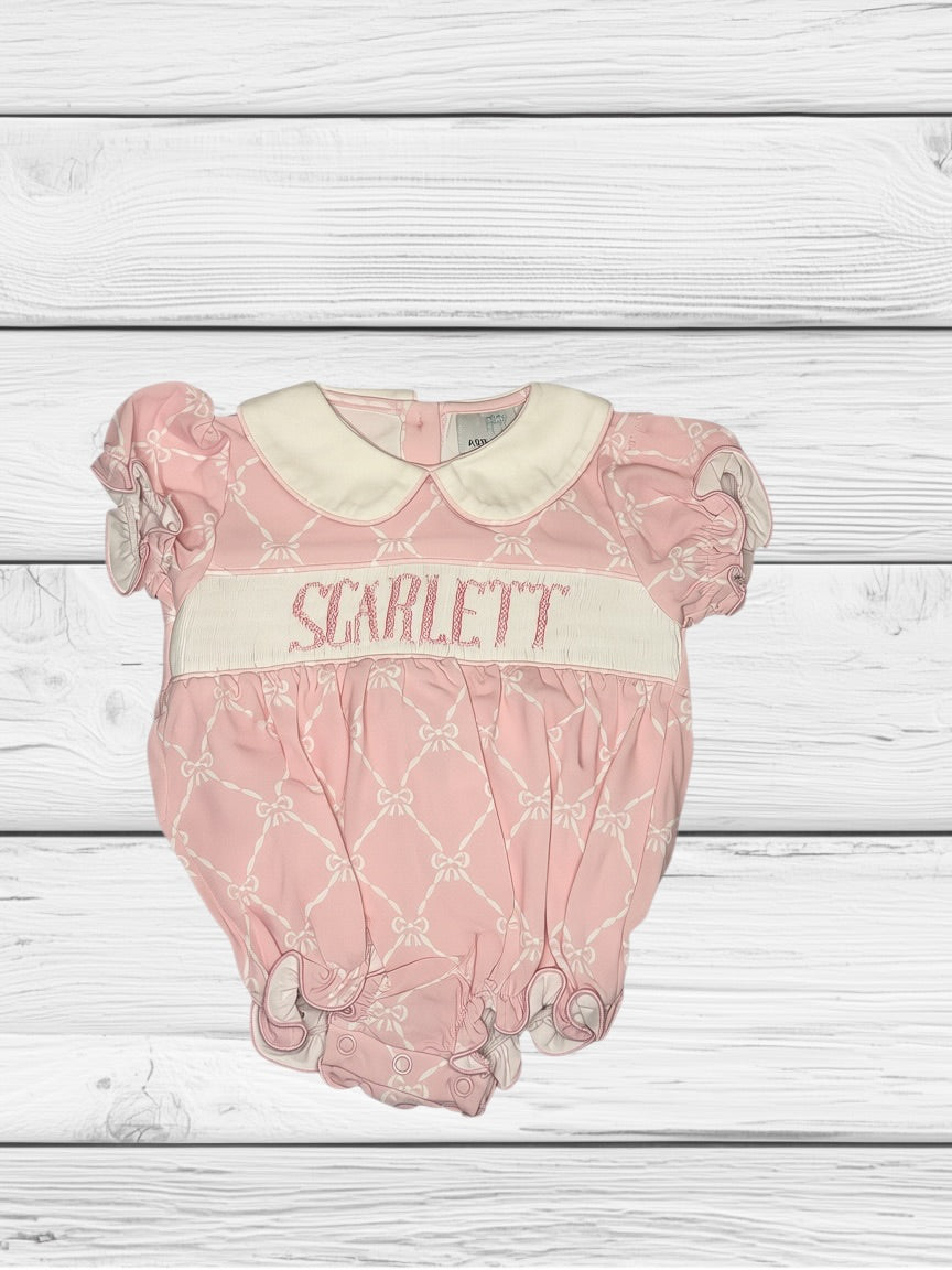 Scarlett - 3M - Knit Pink Bows - Custom Ellie Bubble