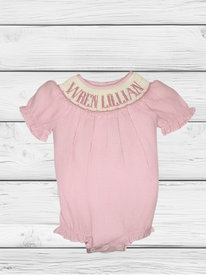 Wren Lillian - 6M - Pinking Gingham - Custom Annie Bubble