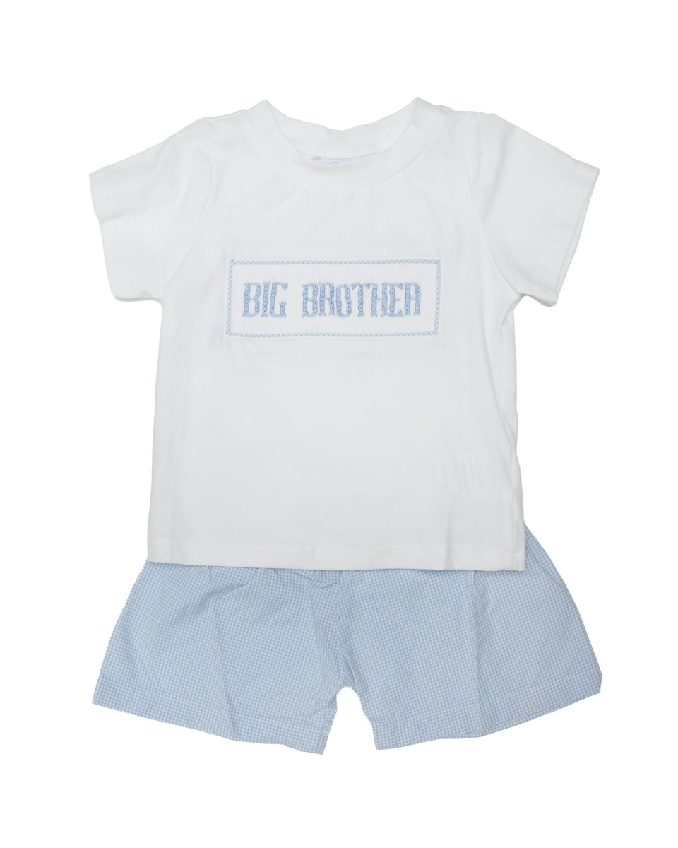 Big Brother - Blue Gingham Robert Shorts Set - Ann + Reeves Kids