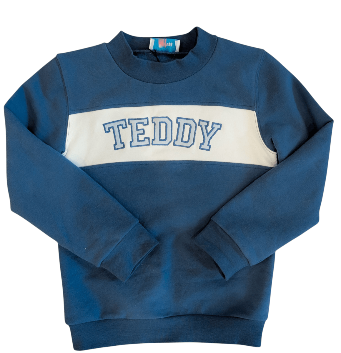 Custom Varsity Mockneck Sweatshirt - Blue - Ann + Reeves Kids