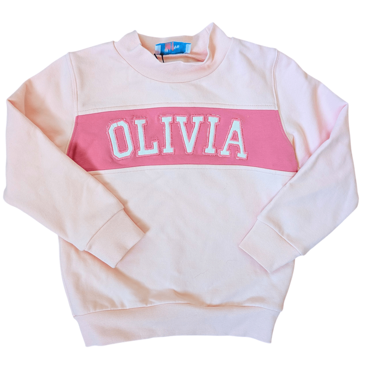 Custom Varsity Mockneck Sweatshirt - Pink - Ann + Reeves Kids