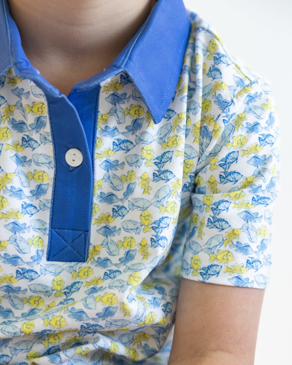 Fishy Fishy Teddy Polo - Ann + Reeves Kids