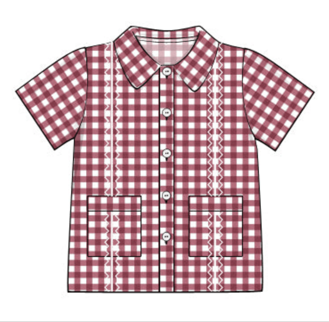 Gameday Gingham - Maroon Edition - Boys Shirt - Ann + Reeves Kids