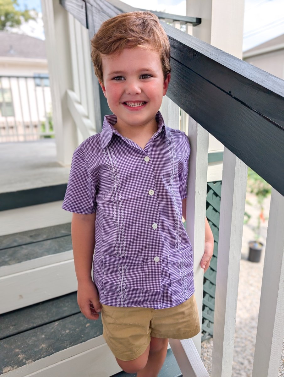 Gameday Gingham - Purple Edition - Boys Shirt - Ann + Reeves Kids