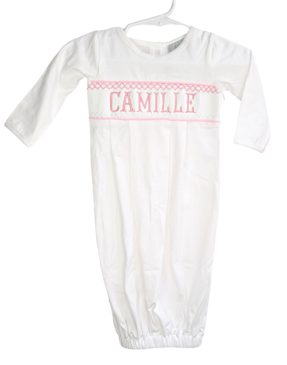 Pink Baby Snuggles - Custom Embroidered Gown (Quick Ship) - Ann + Reeves Kids