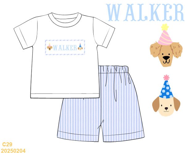 Puppy Party - Custom Robert Short Set - Ann + Reeves Kids