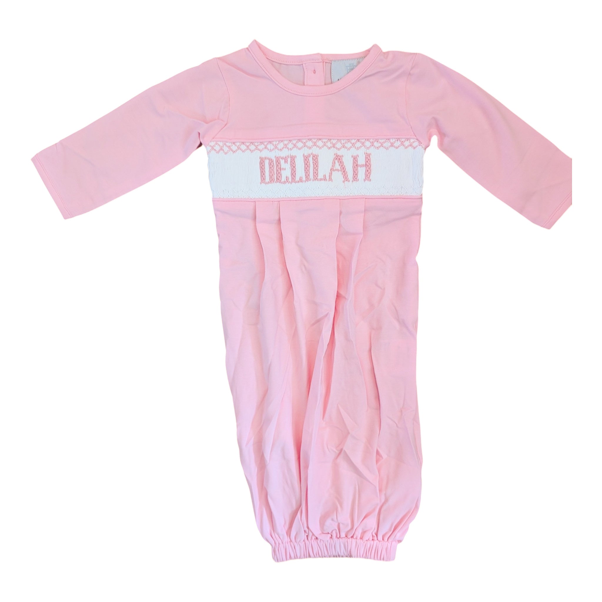 Solid Pink Baby Snuggles Custom Gown and Cap