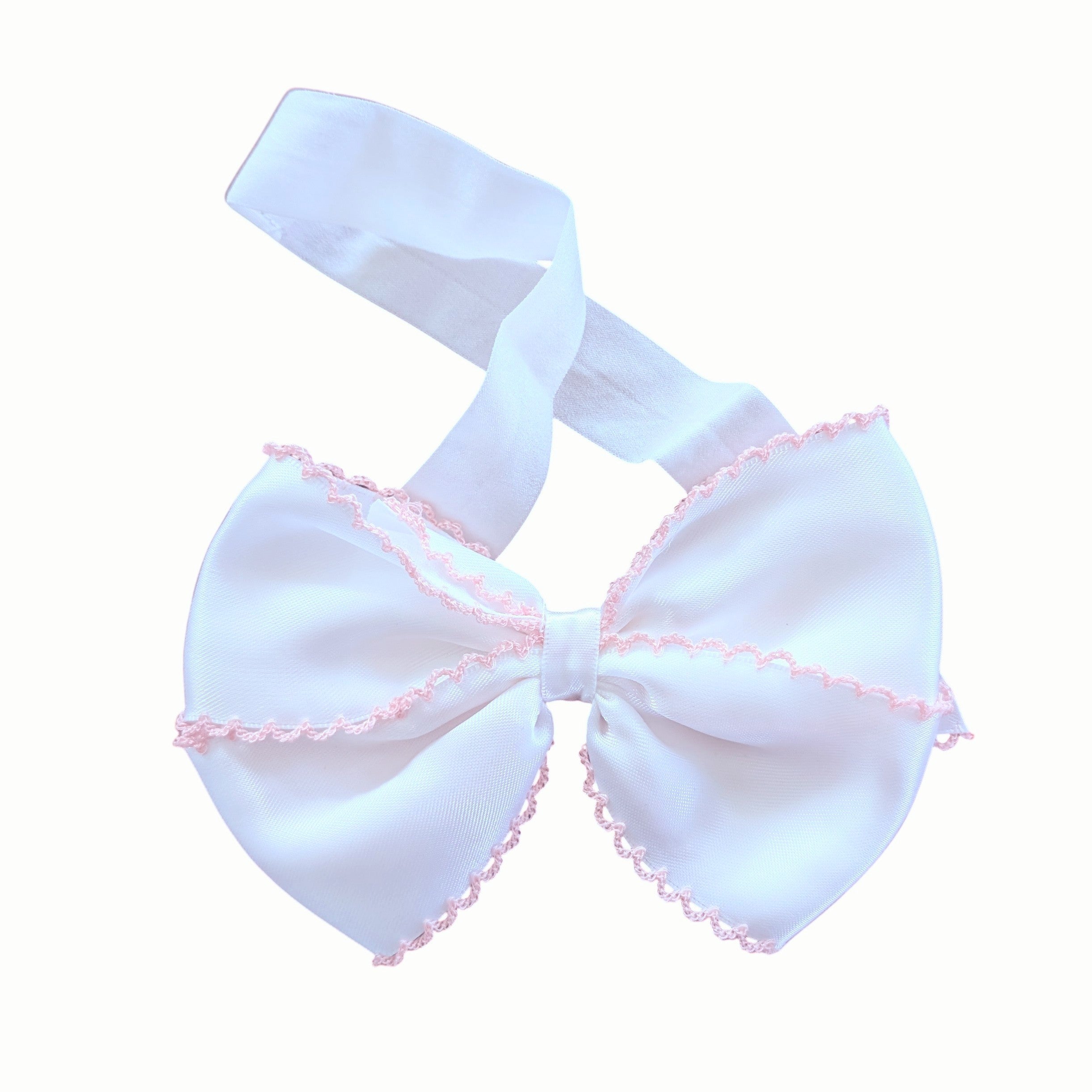 White Satin Bow Headband