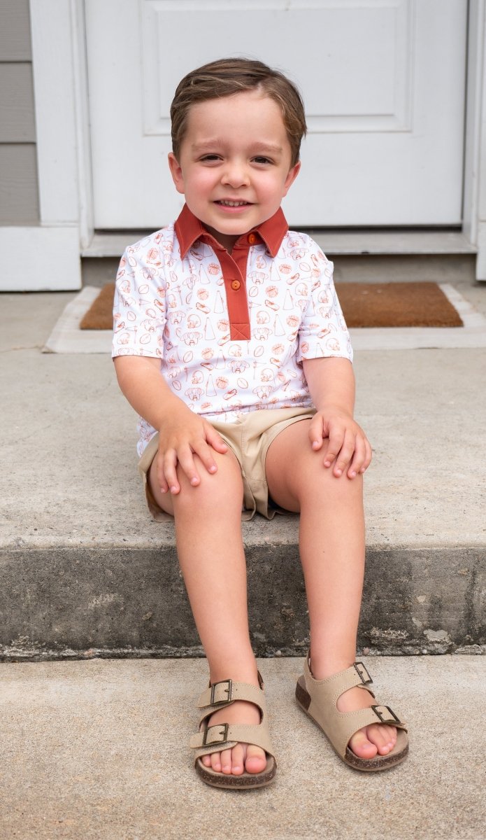 Tiny Tailgaters - Burnt Orange Edition - Boys Polo - Ann + Reeves Kids