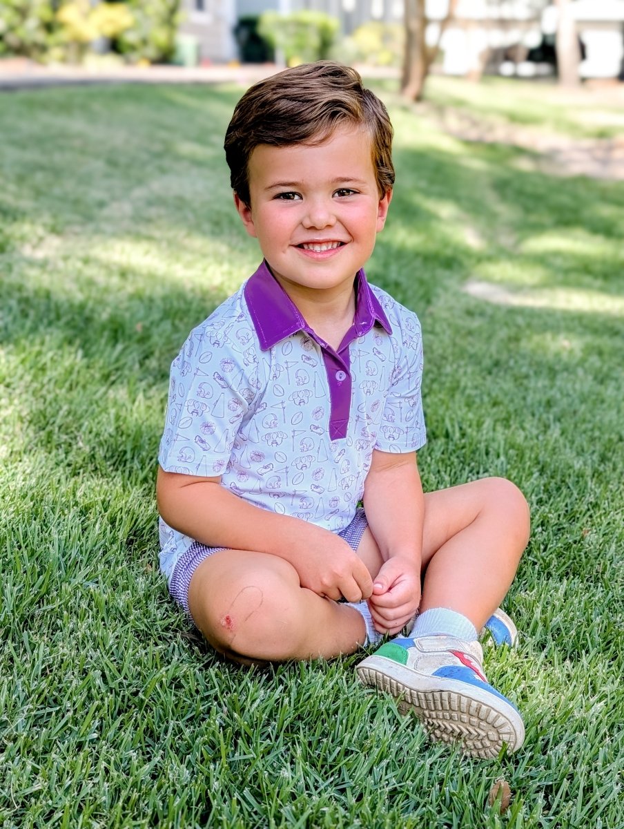 Tiny Tailgaters - Purple Edition - Boys Polo - Ann + Reeves Kids