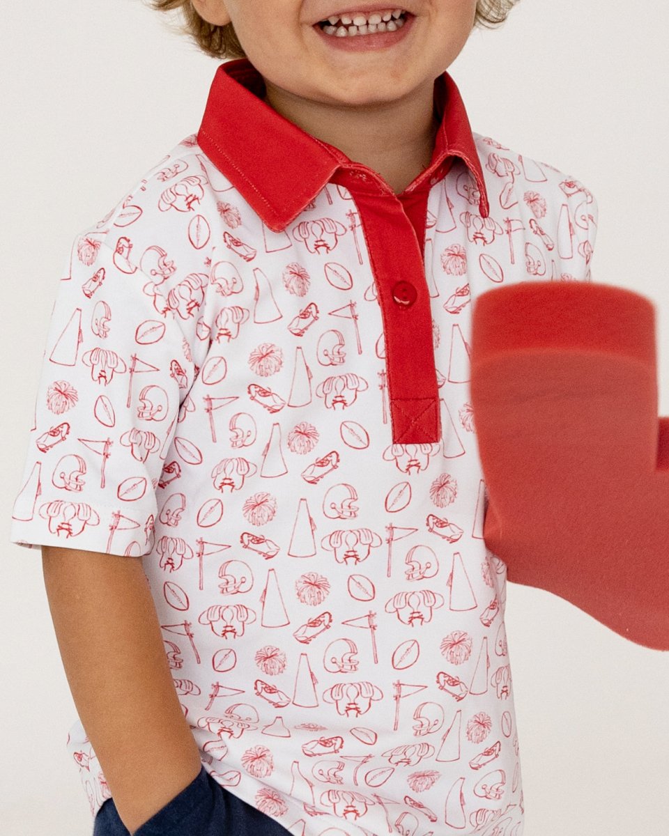Tiny Tailgaters - Red Edition - Boys Polo - Ann + Reeves Kids