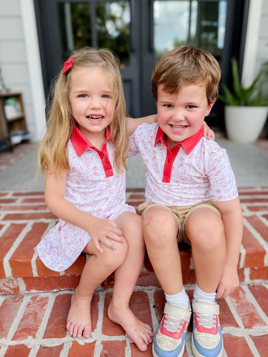 Tiny Tailgaters - Red Edition - Boys Polo - Ann + Reeves Kids