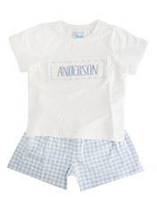 Load image into Gallery viewer, Knit Blue Gingham - Custom Robert Shorts Set
