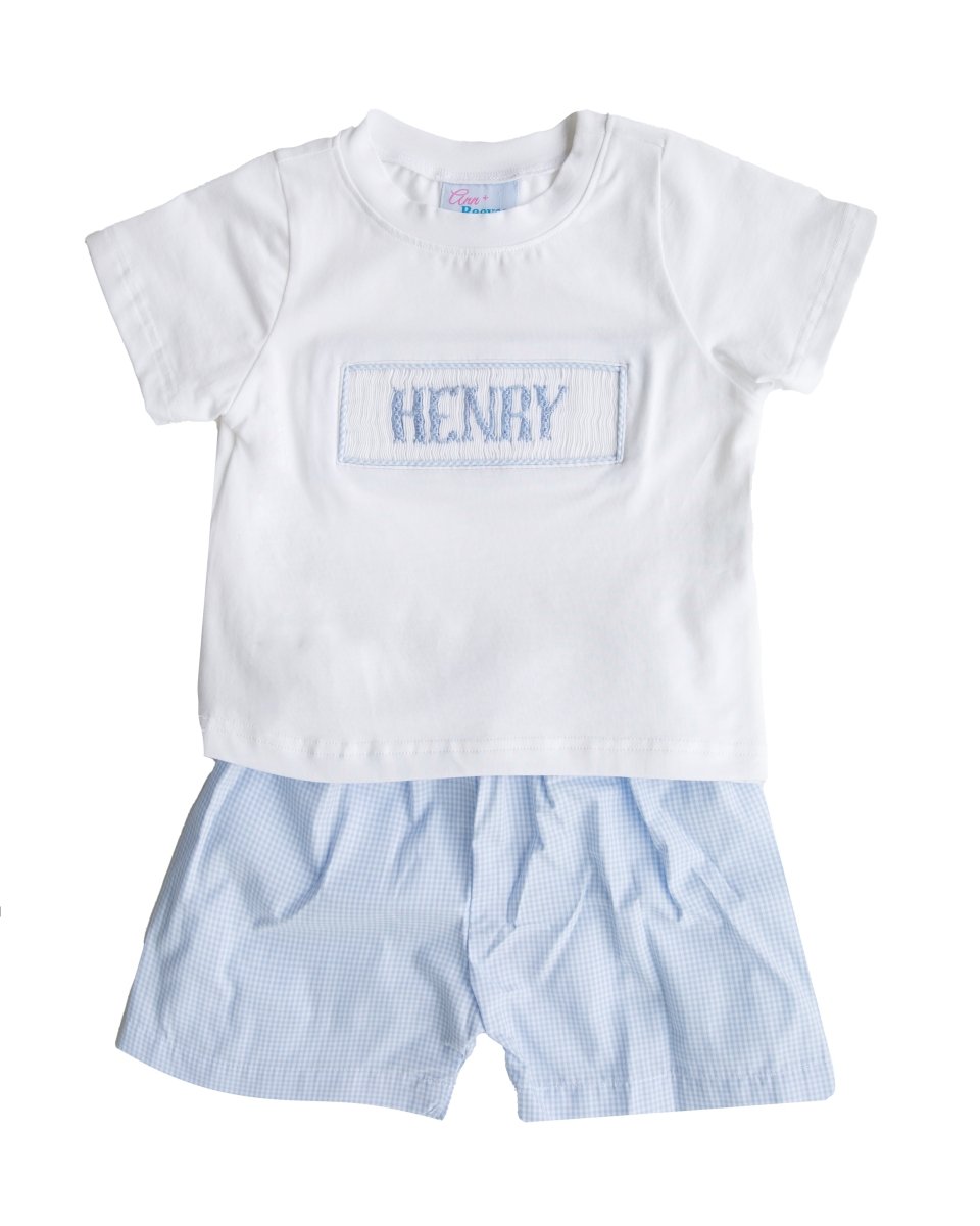 Gingham Got the Blues - Custom Robert Shorts Set - Ann + Reeves Kids