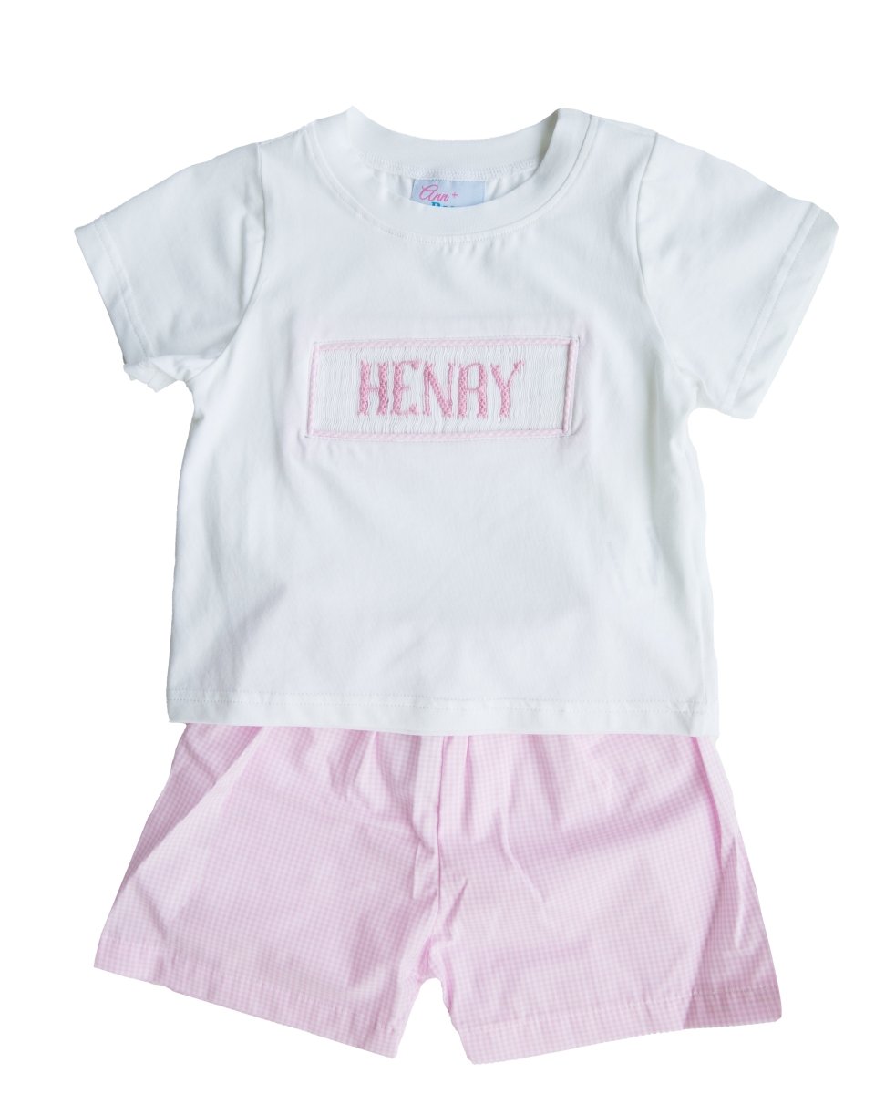 Pinking Gingham - Custom Robert Shorts Set - Ann + Reeves Kids