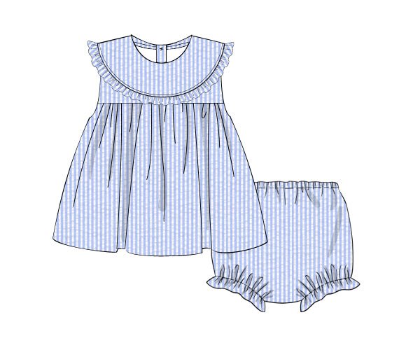 Seersucker Sets - Blakely Bloomer Set - Ann + Reeves Kids